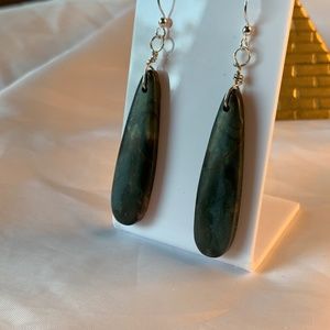 Minimalist Boho Gemstone Drop Pierced Earrings Shabby chic Sterling Silver